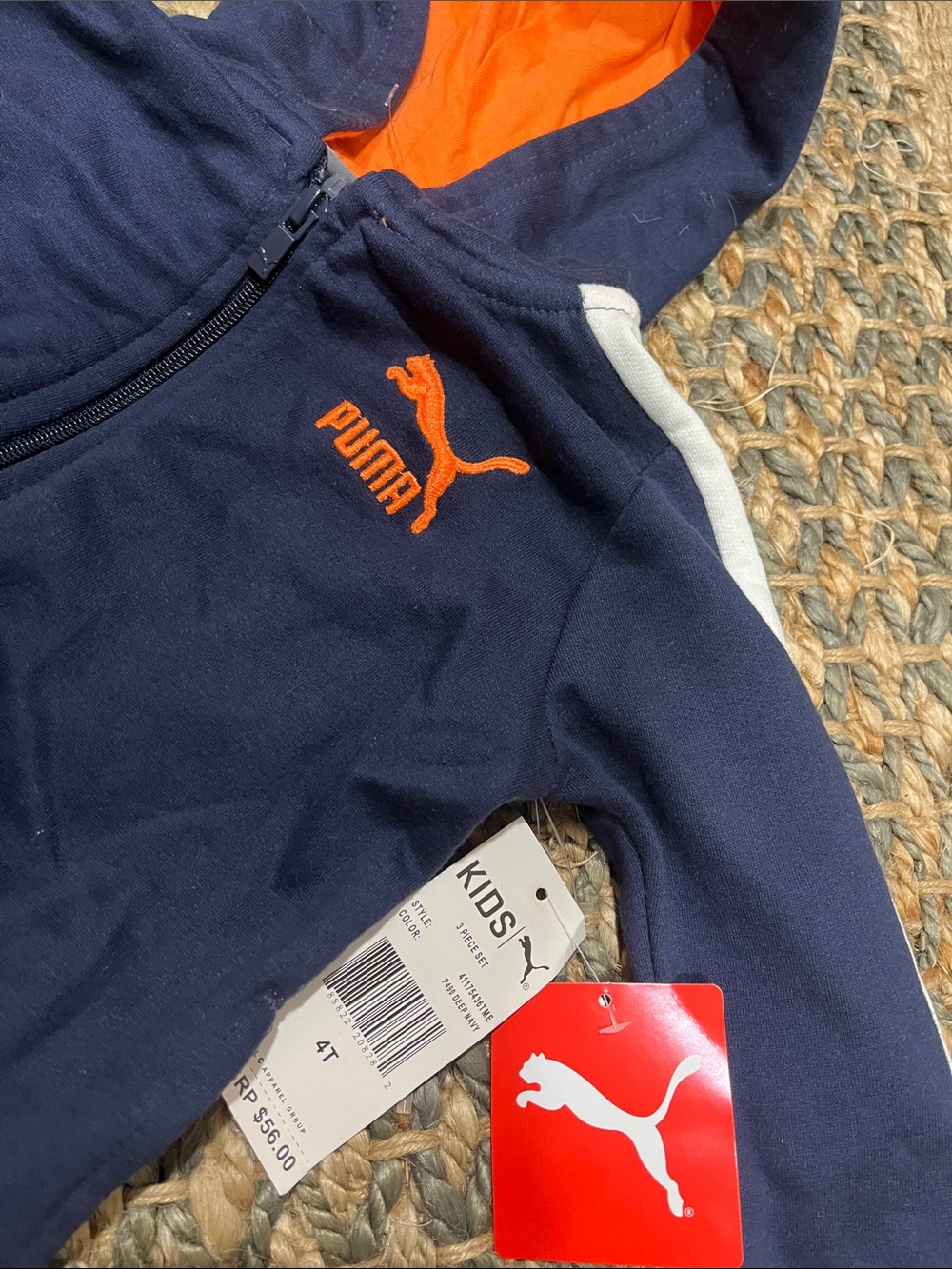 Puma Navy & Orange Kids Hooded Tracksuit - Picture 4 of 8